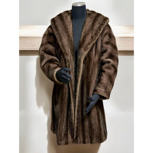 Vintage Women’s 1950’s Collins & Aikman Wink Candalon Faux Fur Coat Size XL - Picture 2 of 10